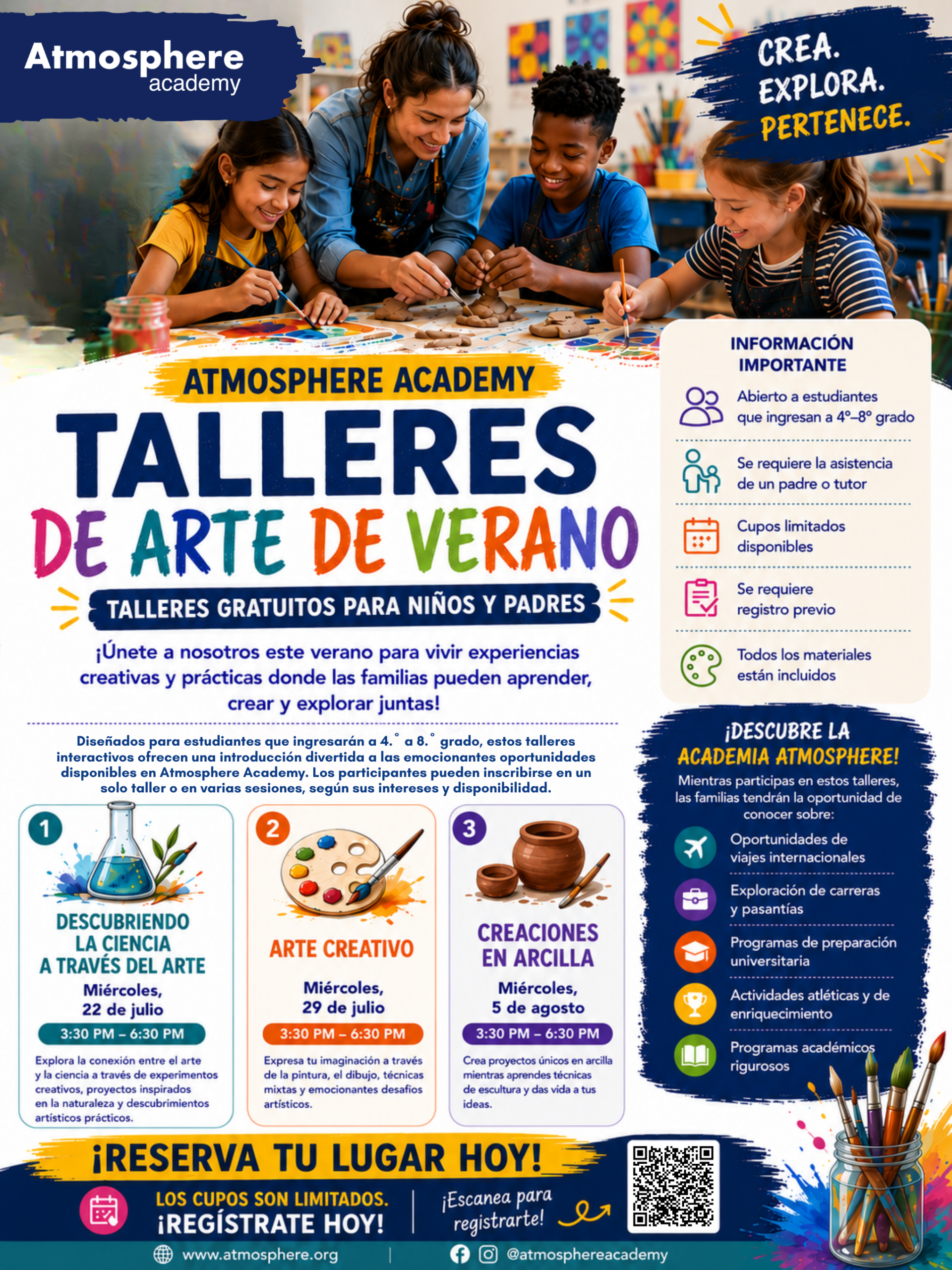 Volante en español de los Talleres de Arte de Verano de Atmosphere Academy